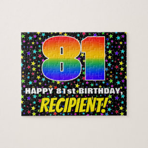 81st Birthday — Fun, Colourful Star Field Pattern Jigsaw Puzzle