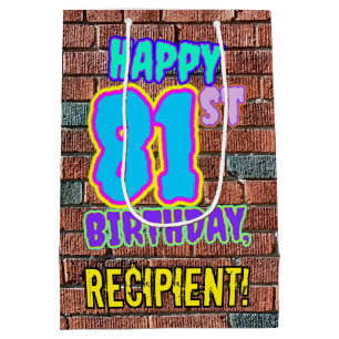 81st Birthday: Fun, Urban Graffiti Inspired Look Medium Gift Bag