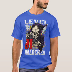 81st Birthday Gamer Skeleton Level 81 Unlocked Gam T-Shirt