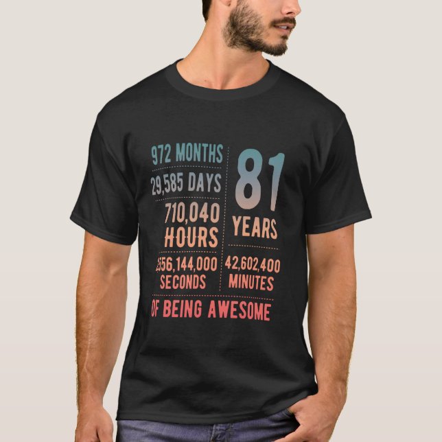 81st Birthday Men Women Funny 81 Years Old T-Shirt (Front)
