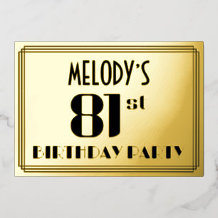 81st Birthday Party: Art Deco Look “81” and Name