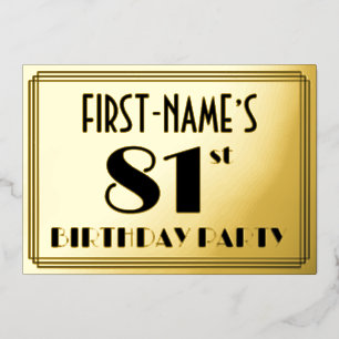 81st Birthday Party — Art Deco Look “81” + Name