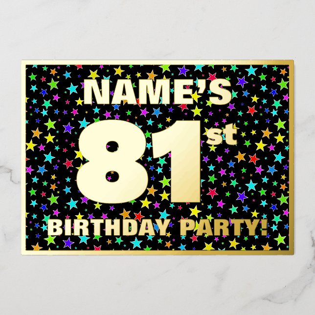 81st Birthday Party — Fun, Colourful Stars Pattern (Front)