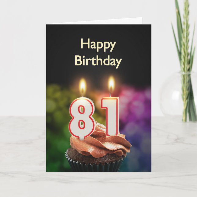 81st Birthday with cake and candles Card (Front)