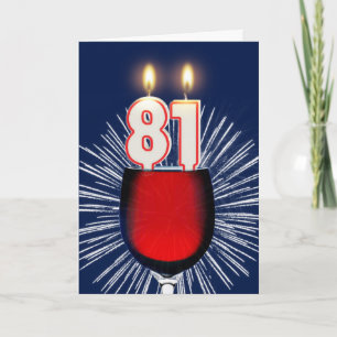 81st Birthday with wine and candles Card