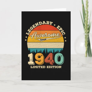 82 Year Old Awesome Since 1940 82nd Birthday Gift Card