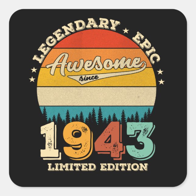 82 Year Old Bday 1943 Awesome 82nd Birthday Gift Square Sticker (Front)