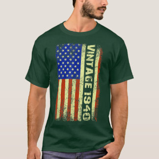 82 Year Old Gifts Vintage 1940 American Flag 82nd T-Shirt