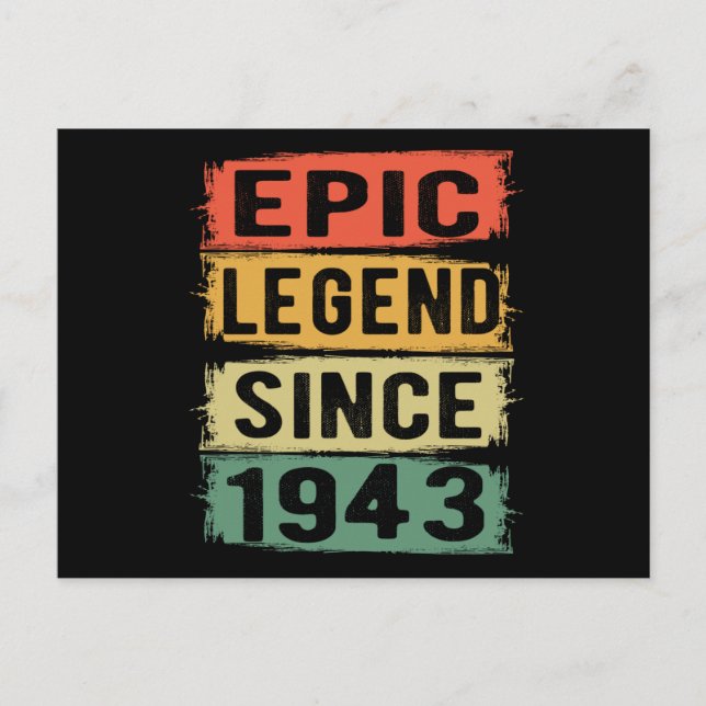 82 Years Old Bday 1943 Epic Legend 82nd Birthday Postcard (Front)