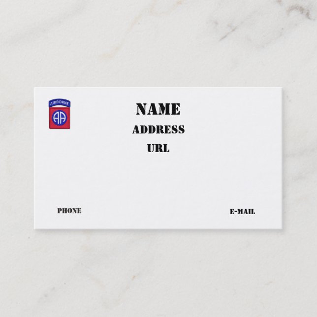 82nd ABN Airborne Division vets veterans patch Business Card (Front)