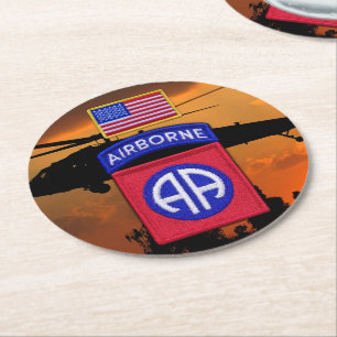 82nd ABN airborne fort bragg veterans vets Round Paper Coaster