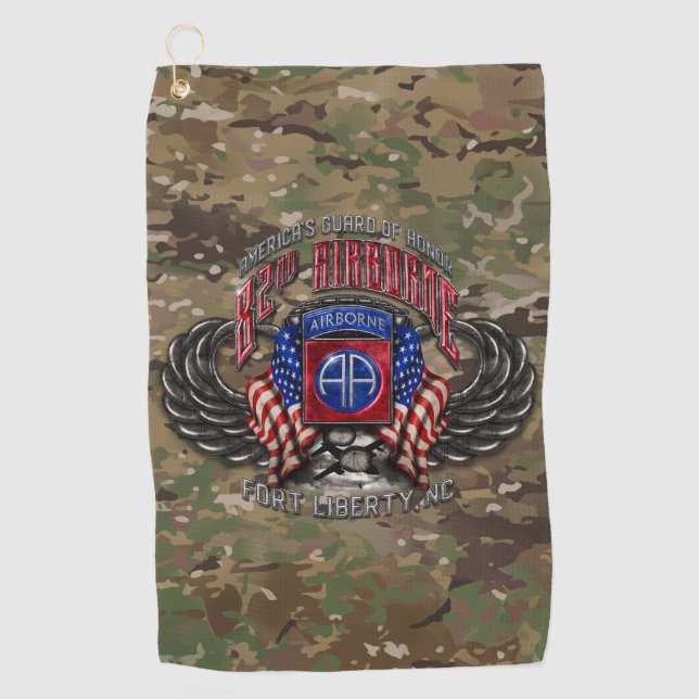 82nd Airborne Camo Golf Towel (Front)