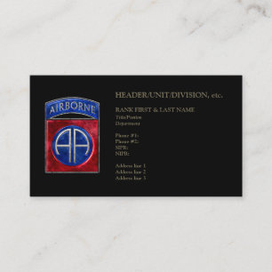 82nd Airborne Customisable Black Business Card