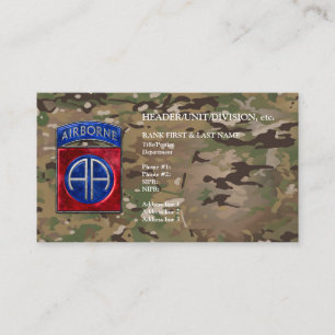 82nd Airborne Customisable Camo Business Card