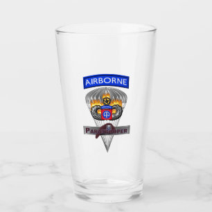82nd AIRBORNE Customized Flaming Wings Glass