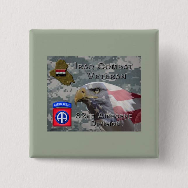 82nd Airborne Div Iraq Combat Veteran 15 Cm Square Badge (Front)