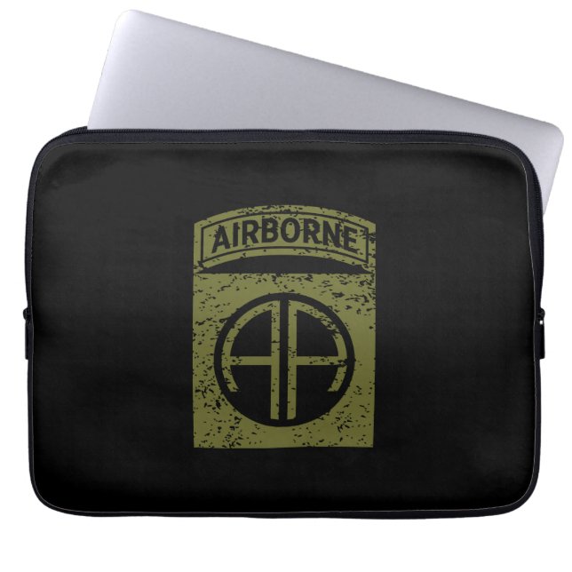 82nd Airborne Division "All American" Distressed Laptop Sleeve (Front)