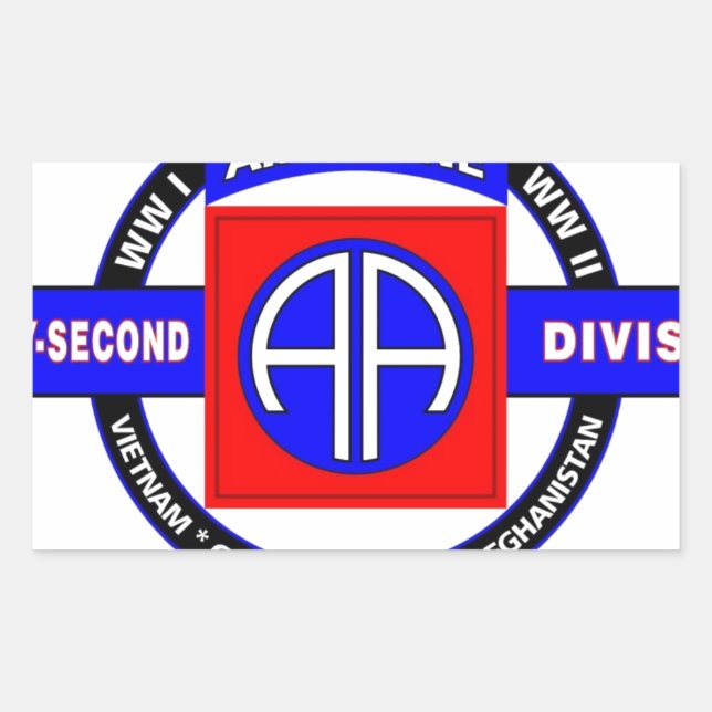 82ND AIRBORNE DIVISION "ALL AMERICAN" DIVISION RECTANGULAR STICKER (Front)