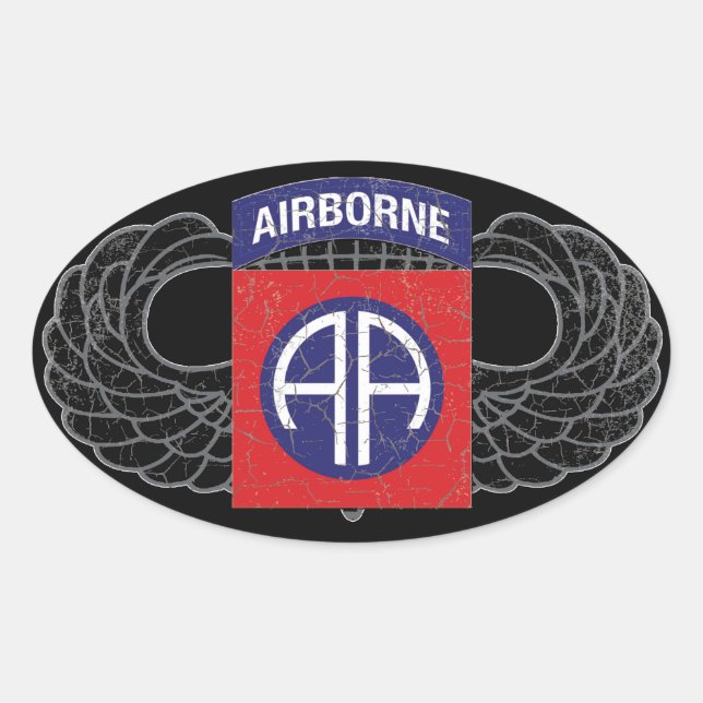 82nd Airborne Division "All American" - RUSTIC Oval Sticker (Front)