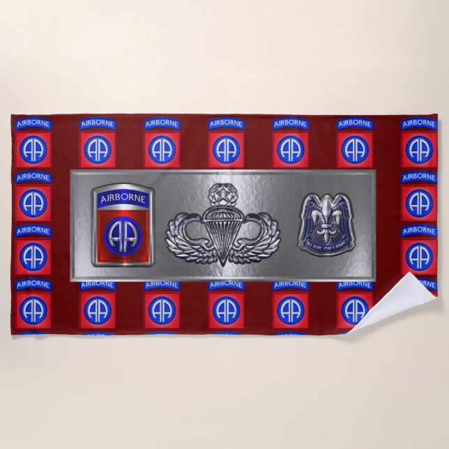 82nd Airborne Division  Beach Towel (Front)