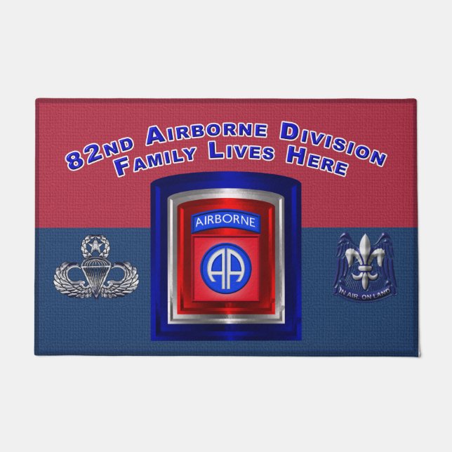 82nd Airborne Division Family Lives Here Doormat (Front)