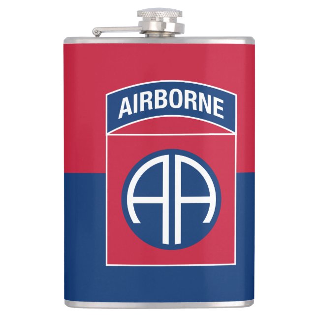 82nd Airborne Division Flag Military Veteran Hip Flask (Front)