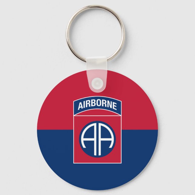 82nd Airborne Division Flag Military Veteran Key Ring (Front)