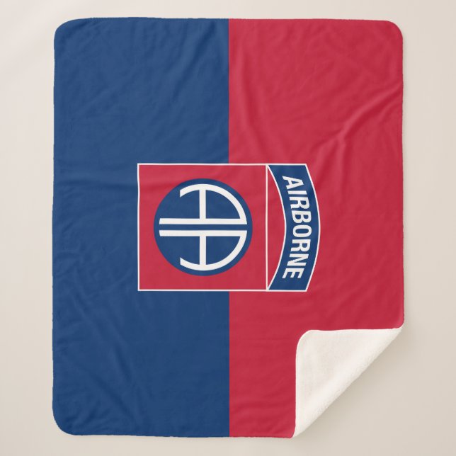 82nd Airborne Division Flag Military Veteran Sherpa Blanket (Front)