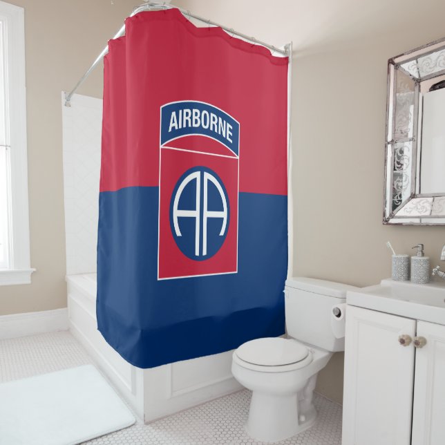 82nd Airborne Division Flag Military Veteran Shower Curtain (In Situ)
