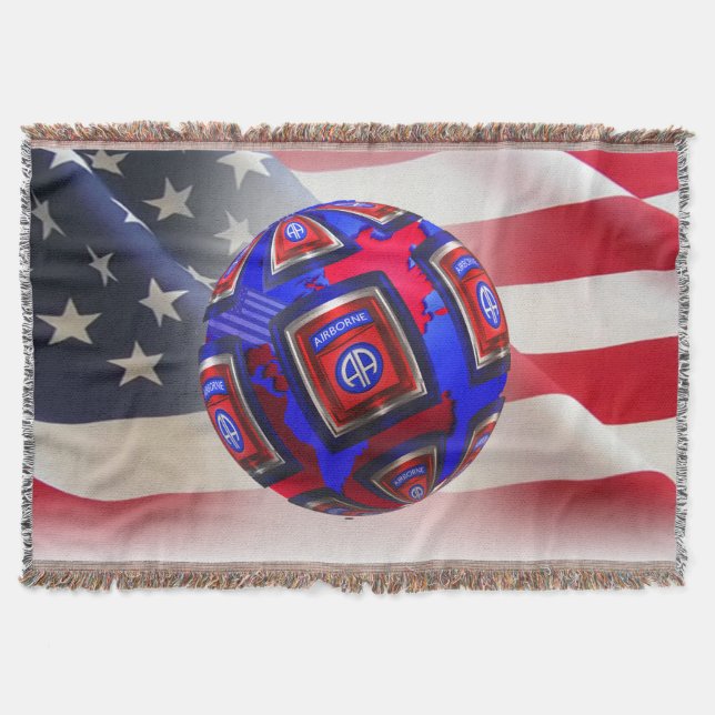 82nd Airborne Division Global Deployment Throw Blanket (Front)