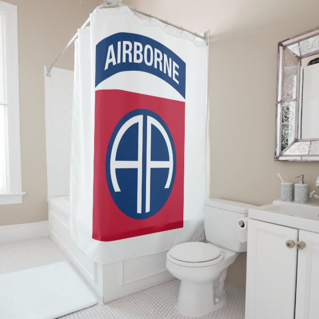 82nd Airborne Division Insignia Military Veteran Shower Curtain (In Situ)
