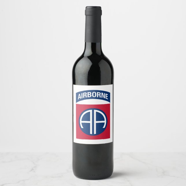 82nd Airborne Division Insignia Military Veteran Wine Label (Front)