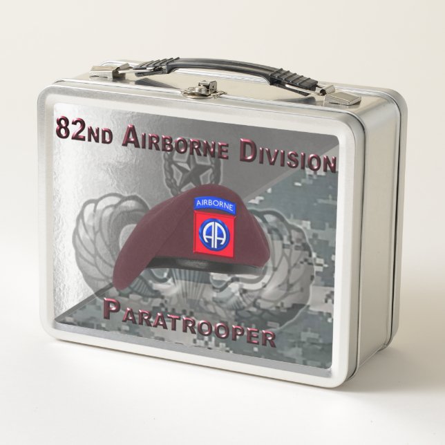 82nd Airborne Division Paratrooper Wings Metal Lunch Box (Front)