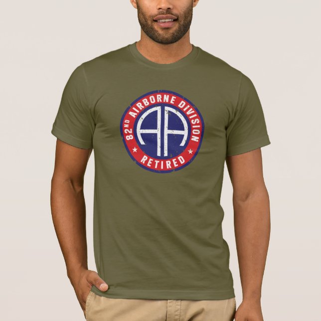 82nd Airborne Division "Retired" Distressed T-Shirt (Front)