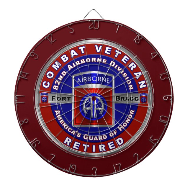 82nd Airborne Division Retired Veteran Dartboard (Front)