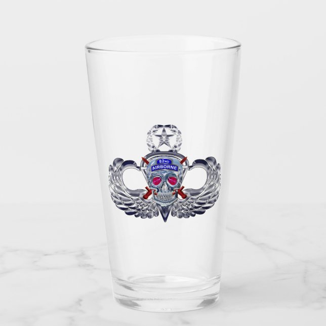 82nd Airborne Division “Silver Skull” Jump Wings Glass (Front)
