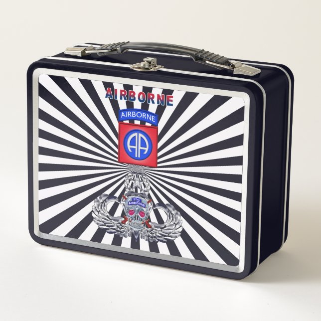 82nd Airborne Division Skull Patch Metal Lunch Box (Front)