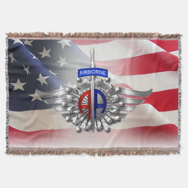 82nd Airborne Division Super Paratrooper Throw Blanket (Front)