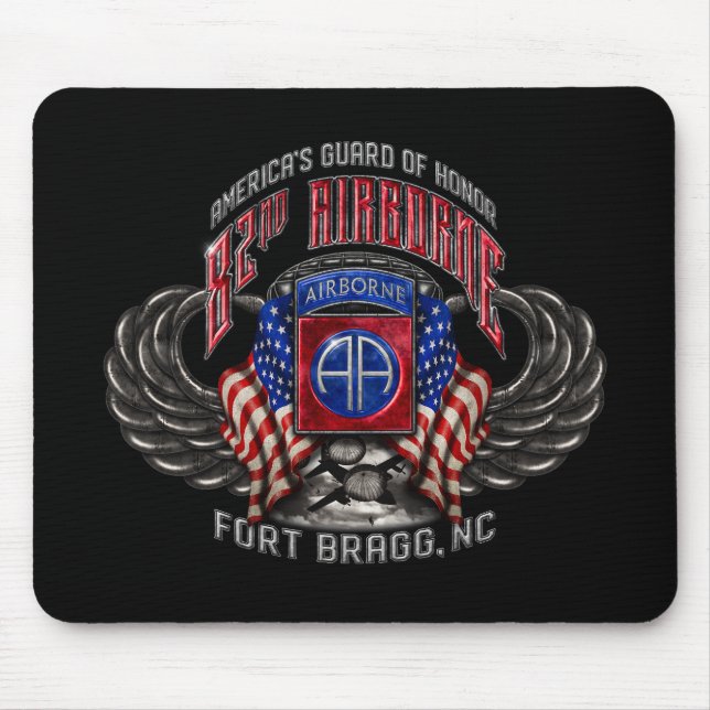82nd Airborne Fort Bragg Black Mousepad (Front)