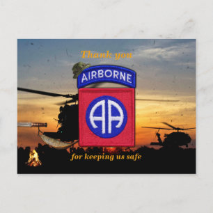 82nd airborne fort bragg lrrp vets patch postcard