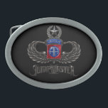 82nd Airborne Jumpmaster Belt Buckle<br><div class="desc">Show military pride with this remarkably distinctive,  highly detailed rendition of the iconic insignia of the 82nd Airborne Division and Jumpmaster wings. Available only on Zazzle!</div>