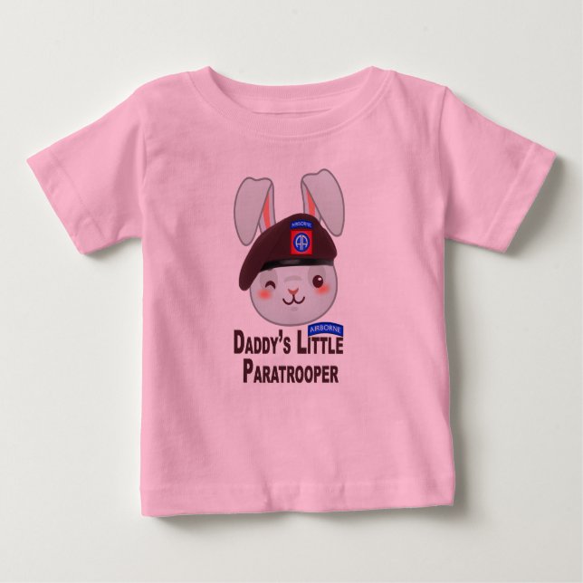“82nd Airborne Little Paratrooper Bunny” Baby T-Shirt (Front)