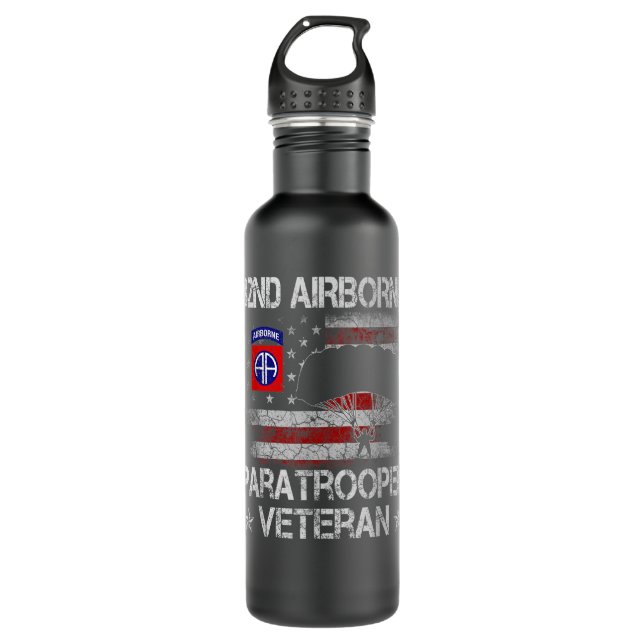 82nd Airborne Paratrooper Veteran Flag Tshirt Vete 710 Ml Water Bottle (Front)