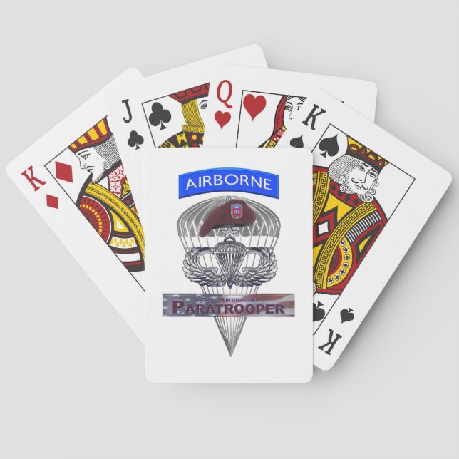 82nd Airborne Senior Jumper with American Flag Playing Cards (Back)