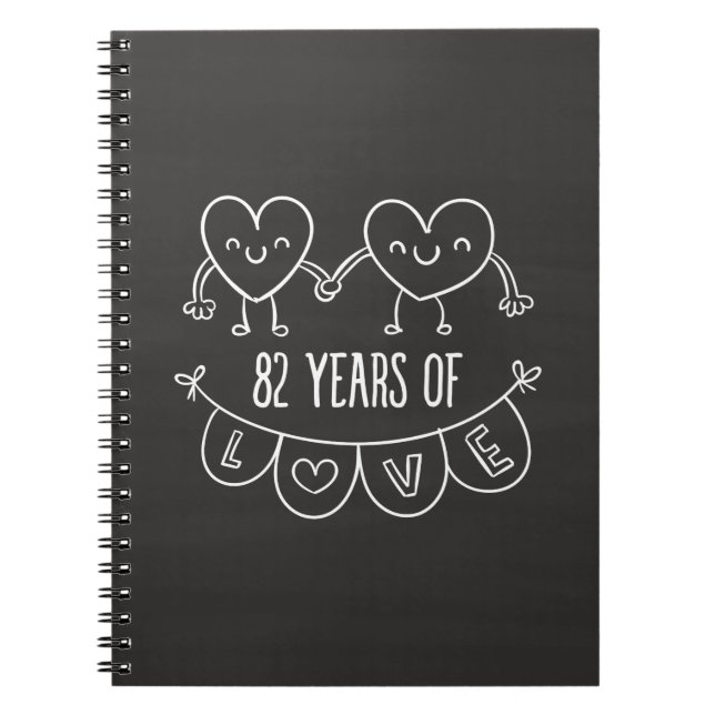 82nd Anniversary Gift Chalk Hearts Notebook (Front)