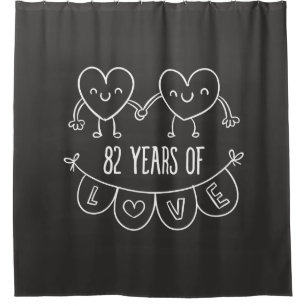 82nd Anniversary Gift Chalk Hearts Shower Curtain