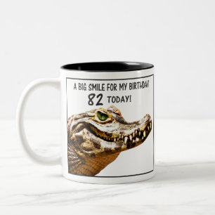 82nd Birthday Alligator Smile Two-Tone Coffee Mug
