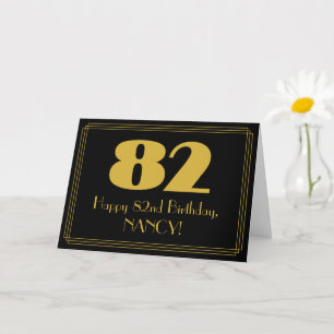82nd Birthday: Art Deco Inspired Look "82" & Name Card