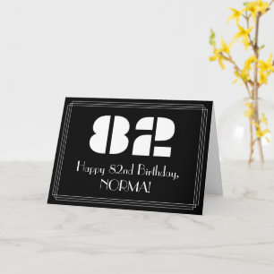 82nd Birthday: Art Deco Inspired Look "82" & Name Card