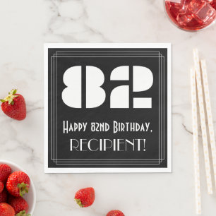 82nd Birthday: Art Deco Inspired Look "82" + Name Napkin